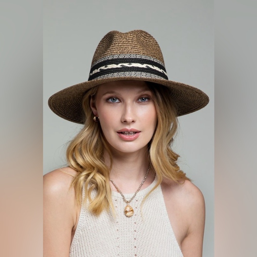 Women's Ruggine Braided Trim Panama Hat with Inner Adjustable Band